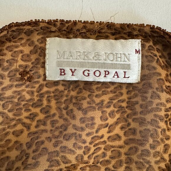 Mark & John By Gopal Elegant Beaded Brown Leopard Long Duster Small Chiffon Vint - Picture 10 of 12